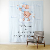 Tenture Fête de naissance Ourson Bleu Garçon (En situation)