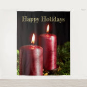 Tenture Fête de Noël Bougies Rouges Vacances d'Hiver (Devant)