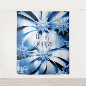 Tenture Fête de Noël Floral bleu Contexte (Devant)