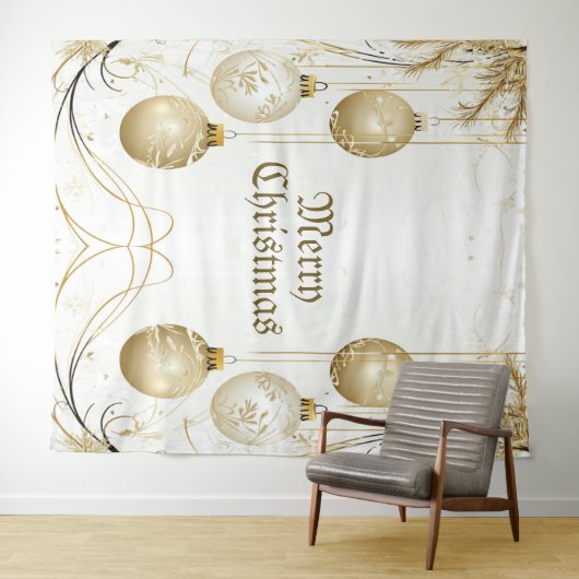 Tenture Fête de Noël Ornement Doré Élégante (En situation (horizontale))