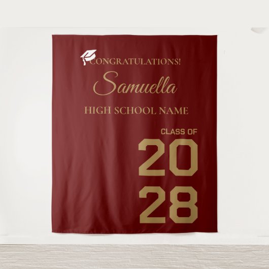 Tenture Fête de remise de diplômes avec écriture moderne e (Devant)