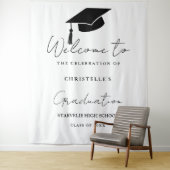 Tenture Fête de remise des diplômes en écriture cursive mo (En situation)