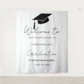 Tenture Fête de remise des diplômes en écriture cursive mo (Devant)