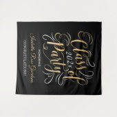 Tenture Fête de remise des diplômes personnalisée Or Noir (Devant (Horizontal))