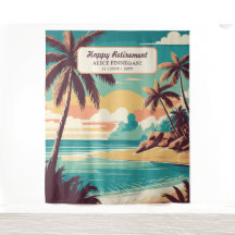 Fête de retraite avec fond photo de plage rétro