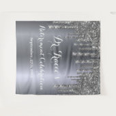 Tenture Fête de retraite parties scintillant argent goutte (Devant (Horizontal))