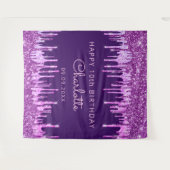 Tenture Fête des 10 ans fille violet rose paillettes dripp (Devant (Horizontal))