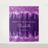 Tenture Fête des 10 ans fille violet rose paillettes dripp (Devant)