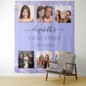 Tenture Fête des 16 ans collage photo lavande (En situation)