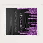 Tenture Fête des 21 ans noir paillettes violet glamour (Devant (Horizontal))