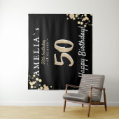 Tenture Fête des 50 ans Fond noir et or (En situation)