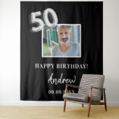 Tenture fête des 50 ans photo nom homme noir (En situation)