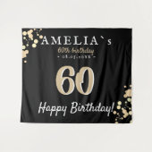 Tenture Fête des 60 ans Fond noir et or (Devant (Horizontal))