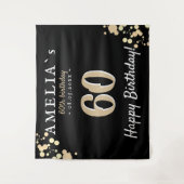 Tenture Fête des 60 ans Fond noir et or (Devant)