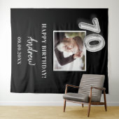 Tenture fête des 70 ans photo nom homme noir (En situation (horizontale))