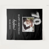 Tenture fête des 70 ans photo nom homme noir (Devant (Horizontal))