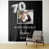 Tenture fête des 70 ans photo nom homme noir (En situation)