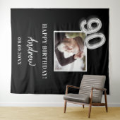 Tenture fête des 90 ans photo nom homme noir (En situation (horizontale))