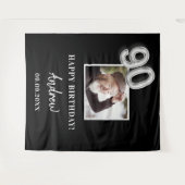 Tenture fête des 90 ans photo nom homme noir (Devant (Horizontal))