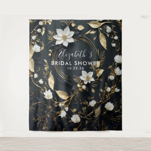 Tenture Fête des mariées à couronne florale - Photo Booth  (Devant)