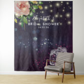 Tenture Fête des mariées arrière-plan Floral Mason Jar Lum (En situation)