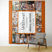 Tenture Fête des mariées Bienvenue Script orange Photo Col (En situation)