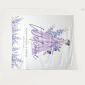 Tenture Fête des mariées chic de fleurs violettes bienvenu (Devant (Horizontal))