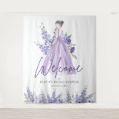 Tenture Fête des mariées chic de fleurs violettes bienvenu (Devant)