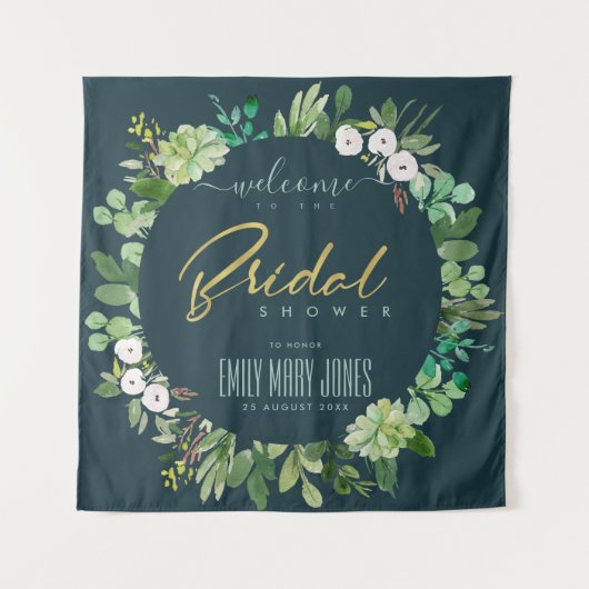 TENTURE FÊTE DES MARIÉES D'EAU EN FOLIAGE VERT ACCUEIL (Devant)