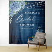 Tenture Fête des mariées en bois bleu Hydrangea (En situation)