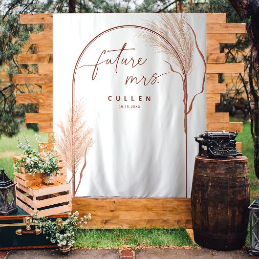 Tenture Fête des mariées en terre cuite Boho Pampas