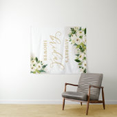 Tenture Fête des mariées florale blanche et or (En situation (horizontale))