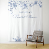 Tenture Fête des mariées Florale Bleu Victorien fond (En situation)