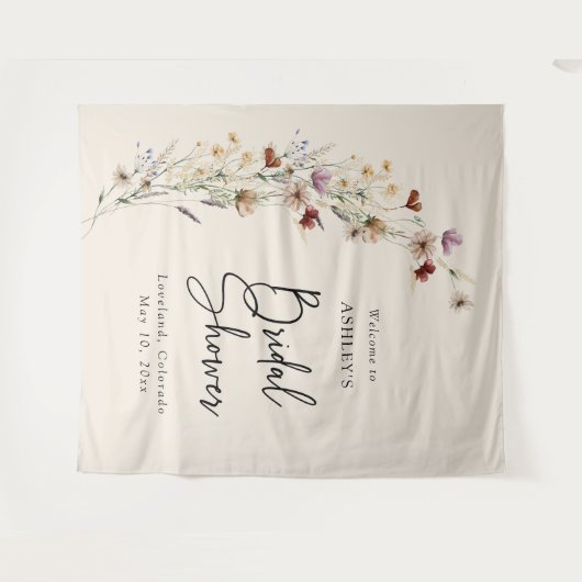 Tenture Fête des mariées Florale Boho (Devant (Horizontal))