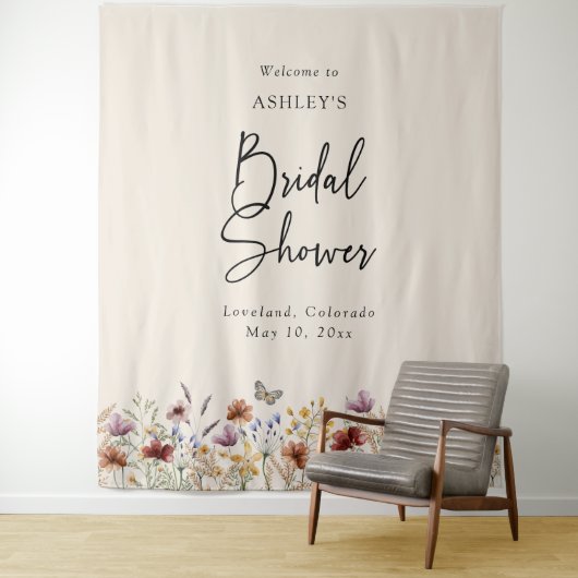 Tenture Fête des mariées florale Boho (En situation)