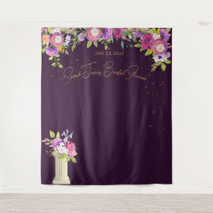 Tenture Fête des mariées florale d'aubergines