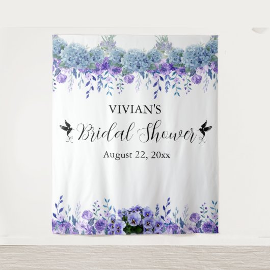 Tenture Fête des mariées florale violet - Photo Booth fond (Devant)