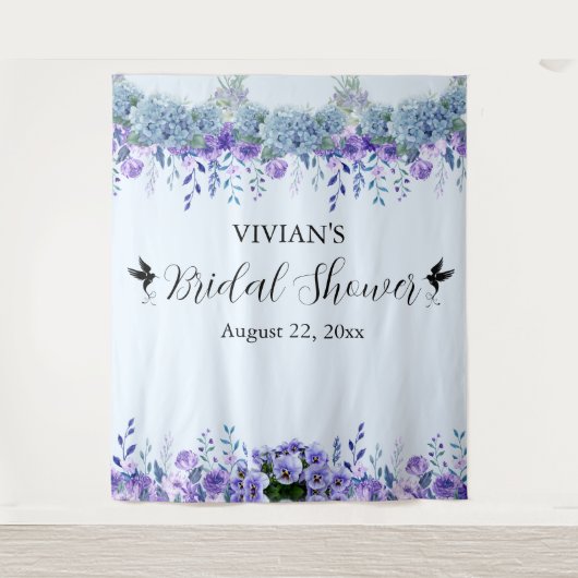Tenture Fête des mariées florale violet - Photo Booth fond (Devant)