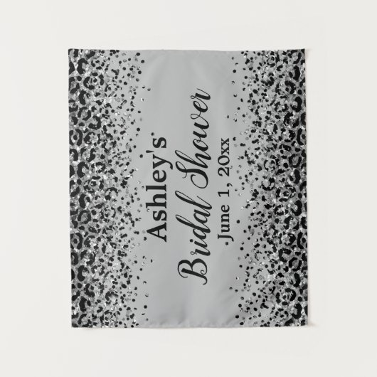 Tenture Fête des mariées Léopard Noir Argent Chic (Devant)