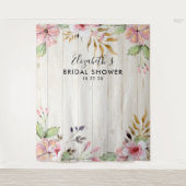 Tenture Fête des mariées Photo fond Fleurs Bois rustique (Devant)