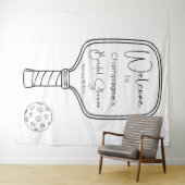 Tenture Fête des mariées Pickleball & Prosecco Bienvenue (En situation (horizontale))