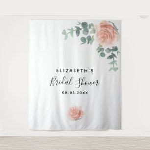 Tenture Fête des mariées rose or eucalyptus vert blanc