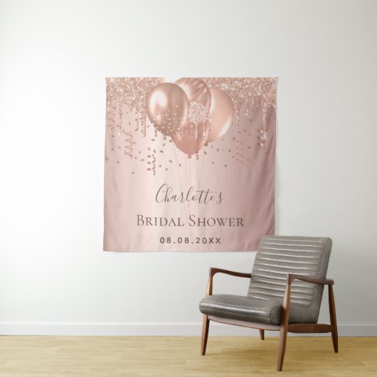 Tenture Fête des mariées rose or parties scintillant ballo (En situation)