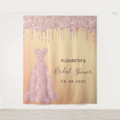 Tenture Fête des mariées rose or parties scintillant goutt (Devant)