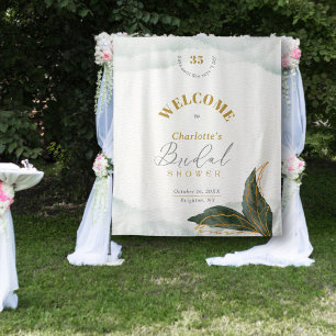 Tenture Fête des mariées Verdure or Aquarelle Bienvenue