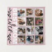 Tenture Fête des mères Meilleure maman Photo Collage rose (Devant (Horizontal))