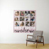 Tenture Fête des mères Meilleure maman Photo Collage rose (En situation)