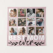 Tenture Fête des mères Meilleure maman Photo Collage rose (Devant)