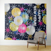 Tenture Fête des Ornements et Snowflakes (En situation (horizontale))