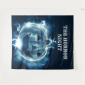 Tenture Fête d'Halloween Citrouille Bleue Évil Horreur Épo (Devant (Horizontal))